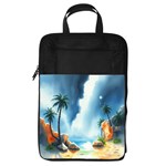 Delicate Watercolor Painting Surreal Oasis Scene With Intense Dramatic Lighting Foldable Shoe Storage Bag