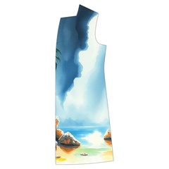 Delicate Watercolor Painting Surreal Oasis Scene With Intense Dramatic Lighting Kids  Long Sleeve Velvet Lounge Robe from ArtsNow.com Front Left