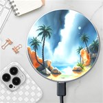 Delicate Watercolor Painting Surreal Oasis Scene With Intense Dramatic Lighting Wireless Fast Charger(White)