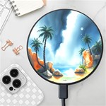 Delicate Watercolor Painting Surreal Oasis Scene With Intense Dramatic Lighting Wireless Fast Charger(Black)