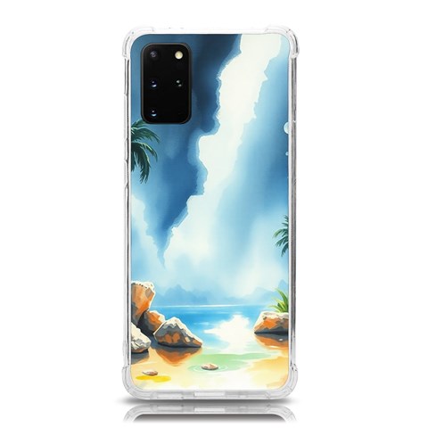 Delicate Watercolor Painting Surreal Oasis Scene With Intense Dramatic Lighting Samsung Galaxy S20 Plus 6.7 Inch TPU UV Case from ArtsNow.com Front