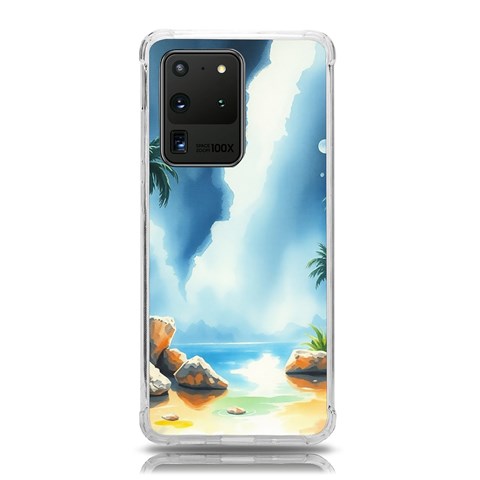 Delicate Watercolor Painting Surreal Oasis Scene With Intense Dramatic Lighting Samsung Galaxy S20 Ultra 6.9 Inch TPU UV Case from ArtsNow.com Front