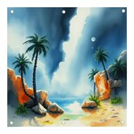 Delicate Watercolor Painting Surreal Oasis Scene With Intense Dramatic Lighting Banner and Sign 3  x 3 