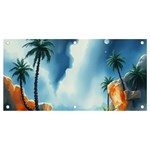 Delicate Watercolor Painting Surreal Oasis Scene With Intense Dramatic Lighting Banner and Sign 4  x 2 