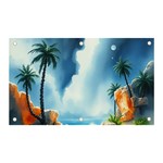 Delicate Watercolor Painting Surreal Oasis Scene With Intense Dramatic Lighting Banner and Sign 5  x 3 