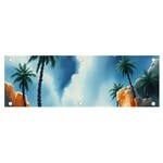 Delicate Watercolor Painting Surreal Oasis Scene With Intense Dramatic Lighting Banner and Sign 6  x 2 