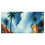 Delicate Watercolor Painting Surreal Oasis Scene With Intense Dramatic Lighting Banner and Sign 6  x 3 