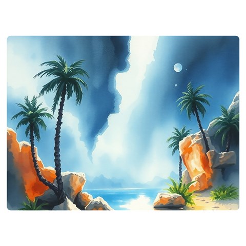 Delicate Watercolor Painting Surreal Oasis Scene With Intense Dramatic Lighting Premium Plush Fleece Blanket (Extra Small) from ArtsNow.com 40 x30  Blanket Front