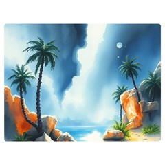 Delicate Watercolor Painting Surreal Oasis Scene With Intense Dramatic Lighting Two Sides Premium Plush Fleece Blanket (Baby Size) from ArtsNow.com 40 x30  Blanket Front