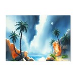 Delicate Watercolor Painting Surreal Oasis Scene With Intense Dramatic Lighting Crystal Sticker (A4)