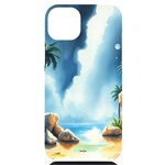 Delicate Watercolor Painting Surreal Oasis Scene With Intense Dramatic Lighting iPhone 14 Plus Black UV Print PC Hardshell Case