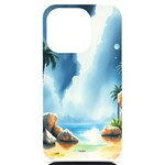 Delicate Watercolor Painting Surreal Oasis Scene With Intense Dramatic Lighting iPhone 14 Pro Black UV Print PC Hardshell Case