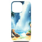 Delicate Watercolor Painting Surreal Oasis Scene With Intense Dramatic Lighting iPhone 14 Pro Max Black UV Print PC Hardshell Case