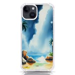 Delicate Watercolor Painting Surreal Oasis Scene With Intense Dramatic Lighting iPhone 14 TPU UV Print Case