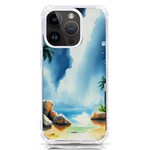 Delicate Watercolor Painting Surreal Oasis Scene With Intense Dramatic Lighting iPhone 14 Pro TPU UV Print Case