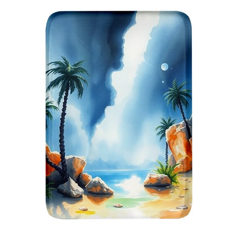 Delicate Watercolor Painting Surreal Oasis Scene With Intense Dramatic Lighting Rectangular Glass Fridge Magnet (4 pack) from ArtsNow.com Front