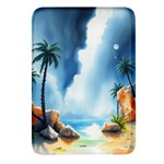 Delicate Watercolor Painting Surreal Oasis Scene With Intense Dramatic Lighting Rectangular Glass Fridge Magnet (4 pack)