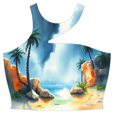 Delicate Watercolor Painting Surreal Oasis Scene With Intense Dramatic Lighting Cut Out Top from ArtsNow.com Front