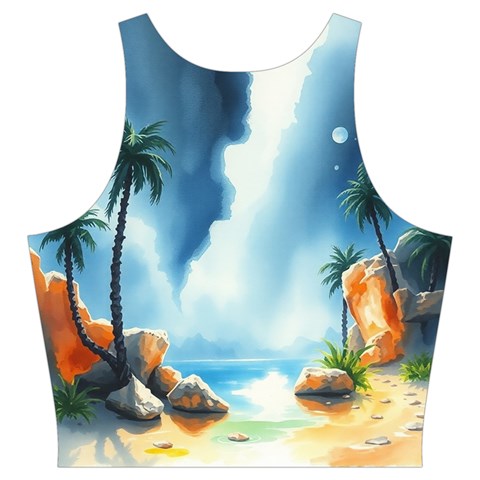 Delicate Watercolor Painting Surreal Oasis Scene With Intense Dramatic Lighting Cut Out Top from ArtsNow.com Back