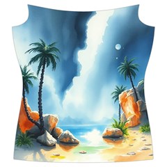 Delicate Watercolor Painting Surreal Oasis Scene With Intense Dramatic Lighting Women s Cut Out Long Sleeve T Front