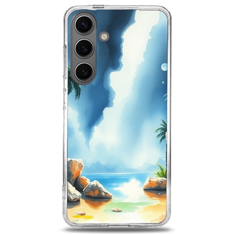 Delicate Watercolor Painting Surreal Oasis Scene With Intense Dramatic Lighting Samsung Galaxy S24 6.2 Inch TPU UV Case from ArtsNow.com Front