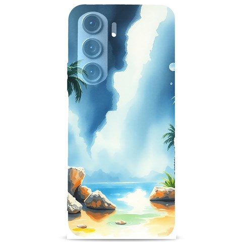 Delicate Watercolor Painting Surreal Oasis Scene With Intense Dramatic Lighting Samsung Galaxy S24 Plus 6.7 Inch Black TPU UV Case from ArtsNow.com Front