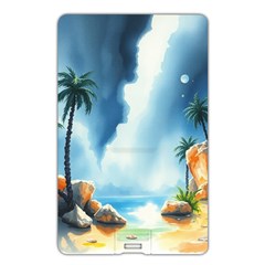 Delicate Watercolor Painting Surreal Oasis Scene With Intense Dramatic Lighting Name Card Style USB Flash Drive from ArtsNow.com Back