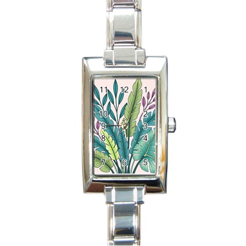 Illustrations Plants Nature Leaves Rectangle Italian Charm Watch from ArtsNow.com Front