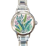 Illustrations Plants Nature Leaves Round Italian Charm Watch