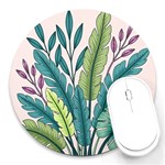 Illustrations Plants Nature Leaves Round Mousepad