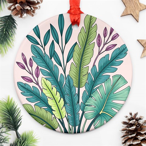 Illustrations Plants Nature Leaves Ornament (Round) from ArtsNow.com Front