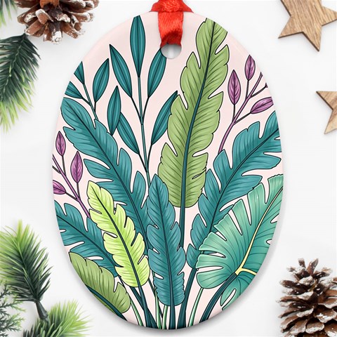 Illustrations Plants Nature Leaves Ornament (Oval) from ArtsNow.com Front