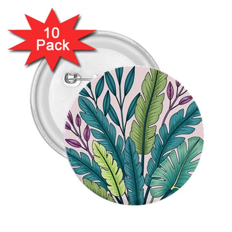 Illustrations Plants Nature Leaves 2.25  Buttons (10 pack)  from ArtsNow.com Front