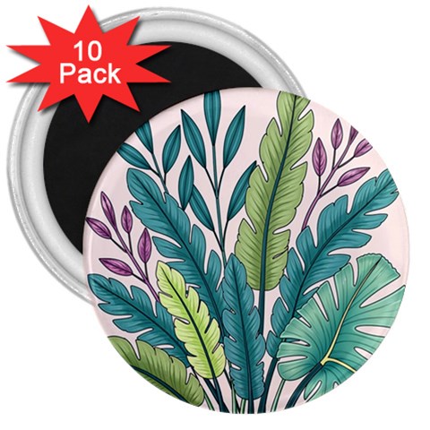 Illustrations Plants Nature Leaves 3  Magnets (10 pack)  from ArtsNow.com Front