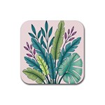 Illustrations Plants Nature Leaves Rubber Coaster (Square)