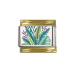 Illustrations Plants Nature Leaves Gold Trim Italian Charm (9mm)