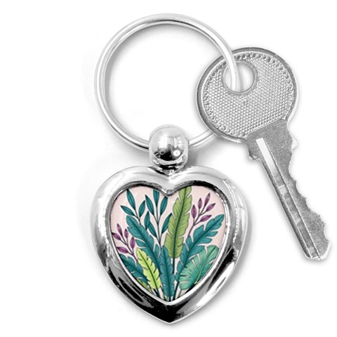 Illustrations Plants Nature Leaves Key Chain (Heart) from ArtsNow.com Front