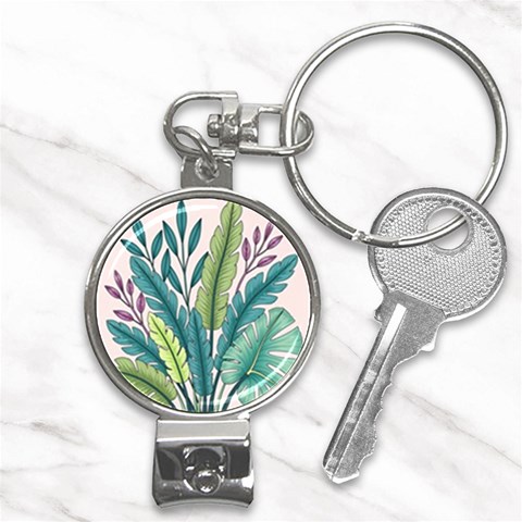 Illustrations Plants Nature Leaves Nail Clippers Key Chain from ArtsNow.com Front