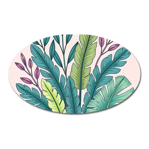 Illustrations Plants Nature Leaves Oval Magnet from ArtsNow.com Front