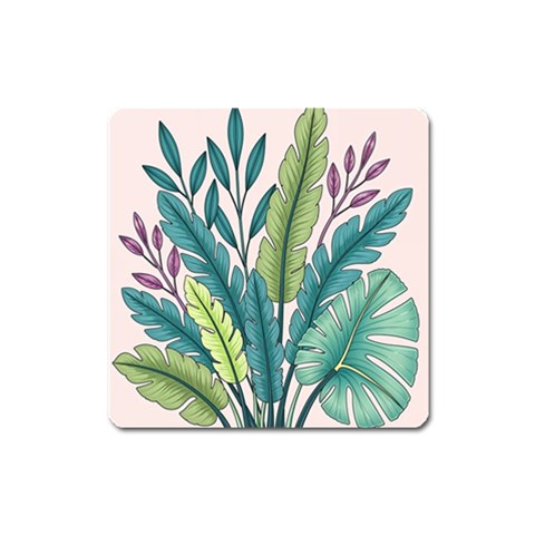 Illustrations Plants Nature Leaves Square Magnet from ArtsNow.com Front