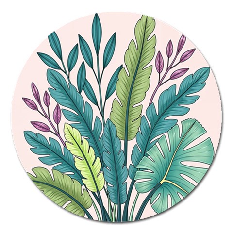 Illustrations Plants Nature Leaves Magnet 5  (Round) from ArtsNow.com Front