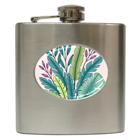 Illustrations Plants Nature Leaves Hip Flask (6 oz) from ArtsNow.com Front