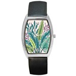 Illustrations Plants Nature Leaves Barrel Style Metal Watch