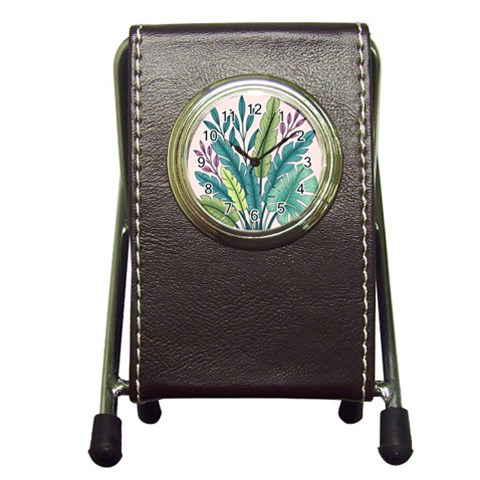 Illustrations Plants Nature Leaves Pen Holder Desk Clock from ArtsNow.com Front