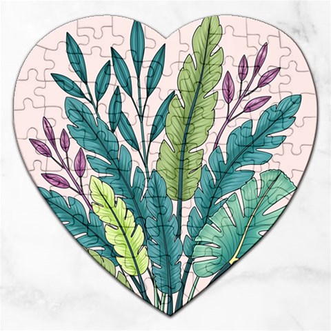 Illustrations Plants Nature Leaves Jigsaw Puzzle (Heart) from ArtsNow.com Front