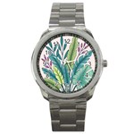 Illustrations Plants Nature Leaves Sport Metal Watch