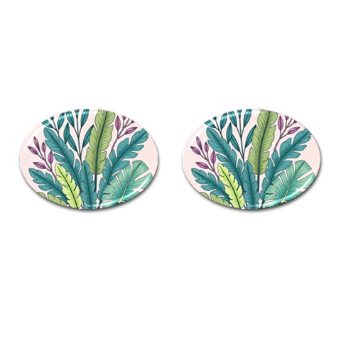 Illustrations Plants Nature Leaves Cufflinks (Oval) from ArtsNow.com Front(Pair)