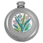 Illustrations Plants Nature Leaves Round Hip Flask (5 oz)