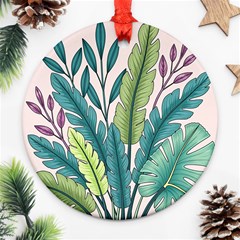 Illustrations Plants Nature Leaves Round Ornament (Two Sides) from ArtsNow.com Back