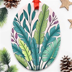 Illustrations Plants Nature Leaves Oval Ornament (Two Sides) from ArtsNow.com Front